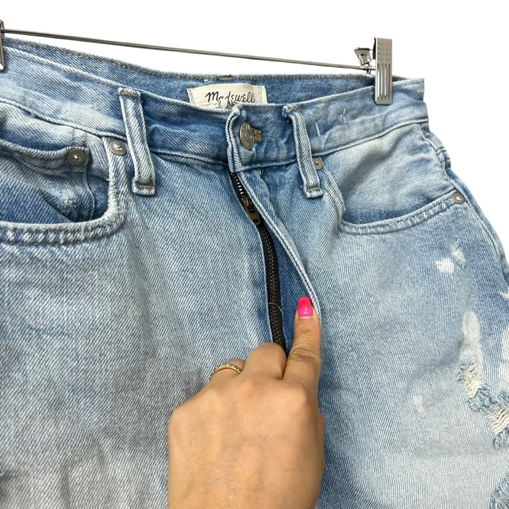 Madewell Light Wash Bleached Distressed Cut Off The Mom‎ Jean Short Size 27
